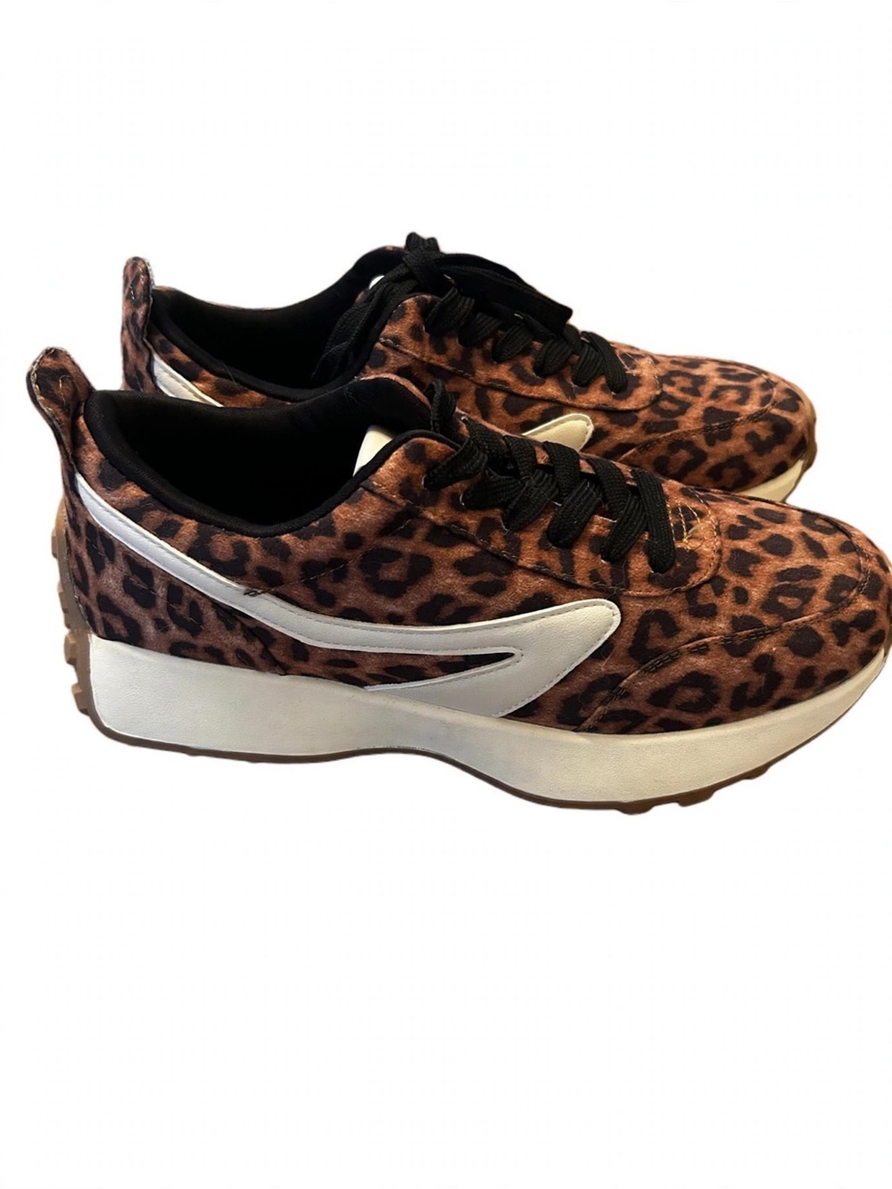 Dolce Vita Leopard Print Brown and Black Platform Sneakers